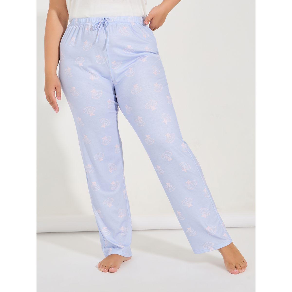 Styli Unwind Plus Size Schiffli Trim Top & Shell Print Pyjama Set-women-clothing-nightwear-pyjamas-longsets-image-5