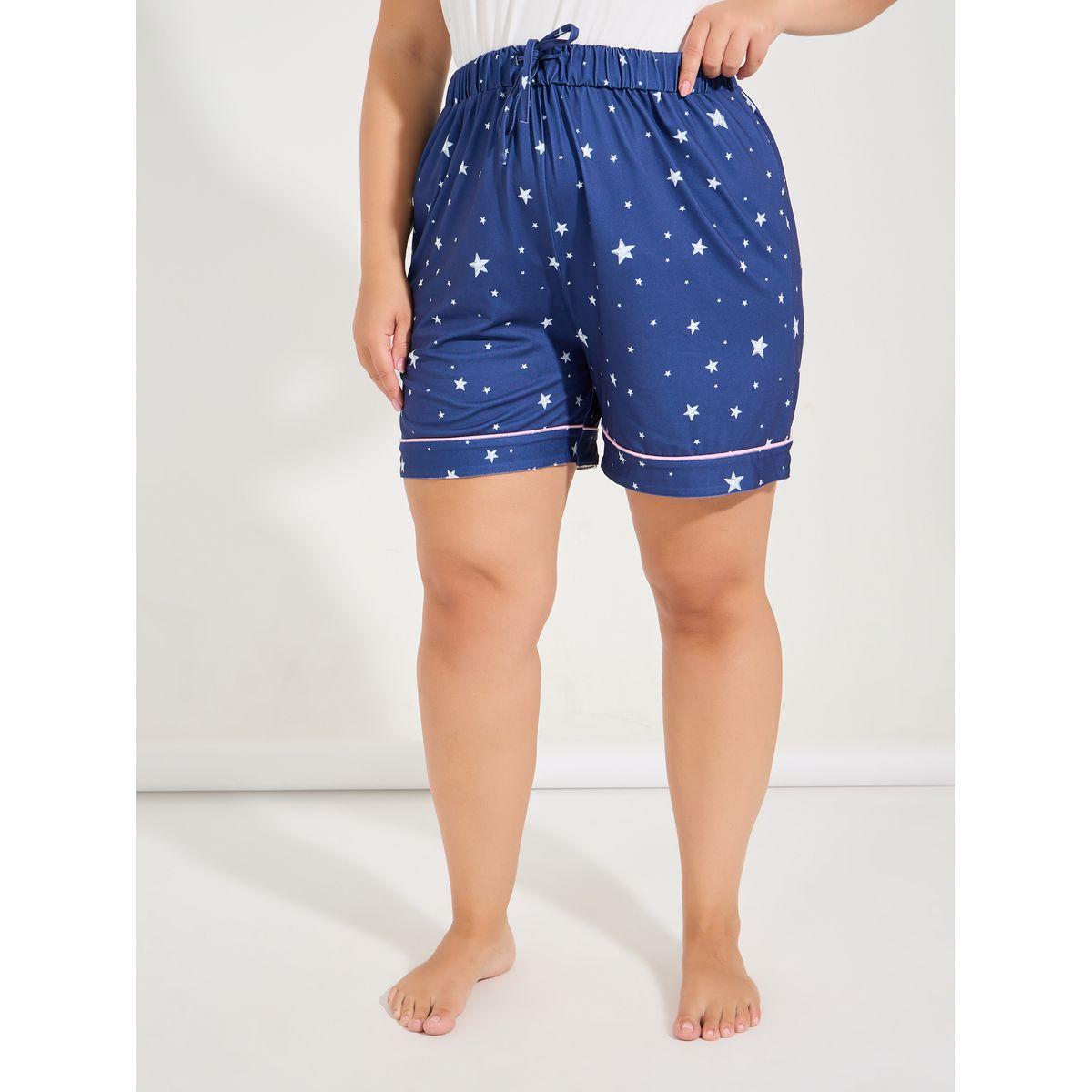 Styli Unwind Plus Size Graphic Print T-Shirt & Stars Print Pyjama Set-women-clothing-nightwear-pyjamas-shortsets-image-5