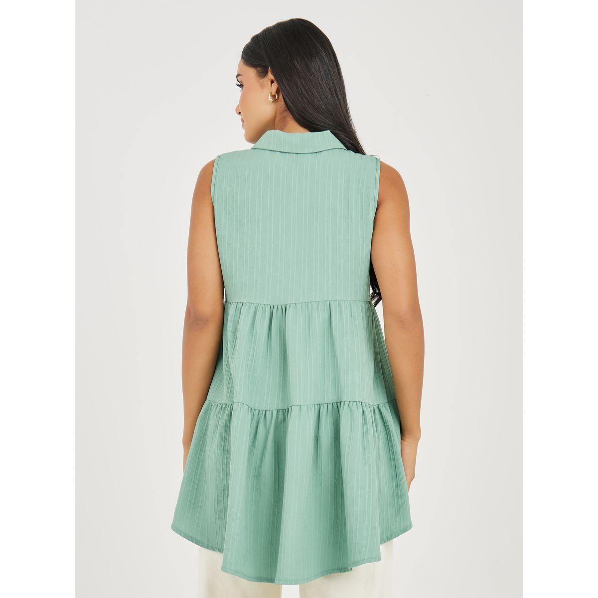 بلوزة مضلعة بلا اكمام مع حافة غير متماثلة الطول-women-clothing-shirtsandblouses-shirts-image-4