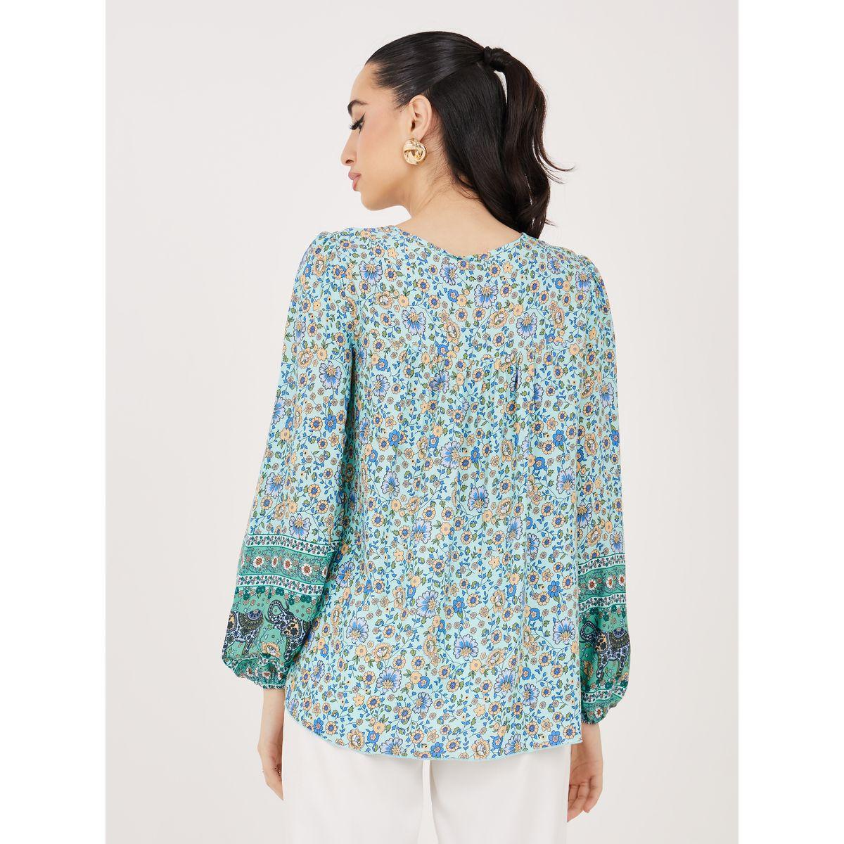 Styli All Over Print Tie-Up Neck Top-women-clothing-shirtsandblouses-blouses-image-4