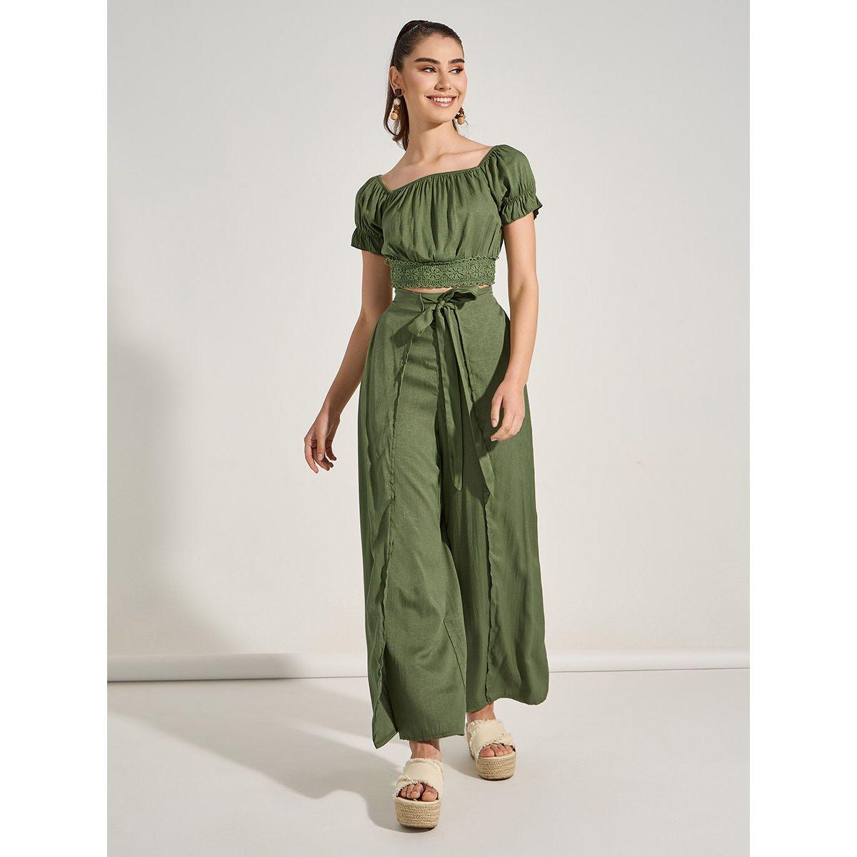 Styli Square Neck Crop Top & Wrap Over Pants Co-Ords-women-clothing-coordsets-image-2
