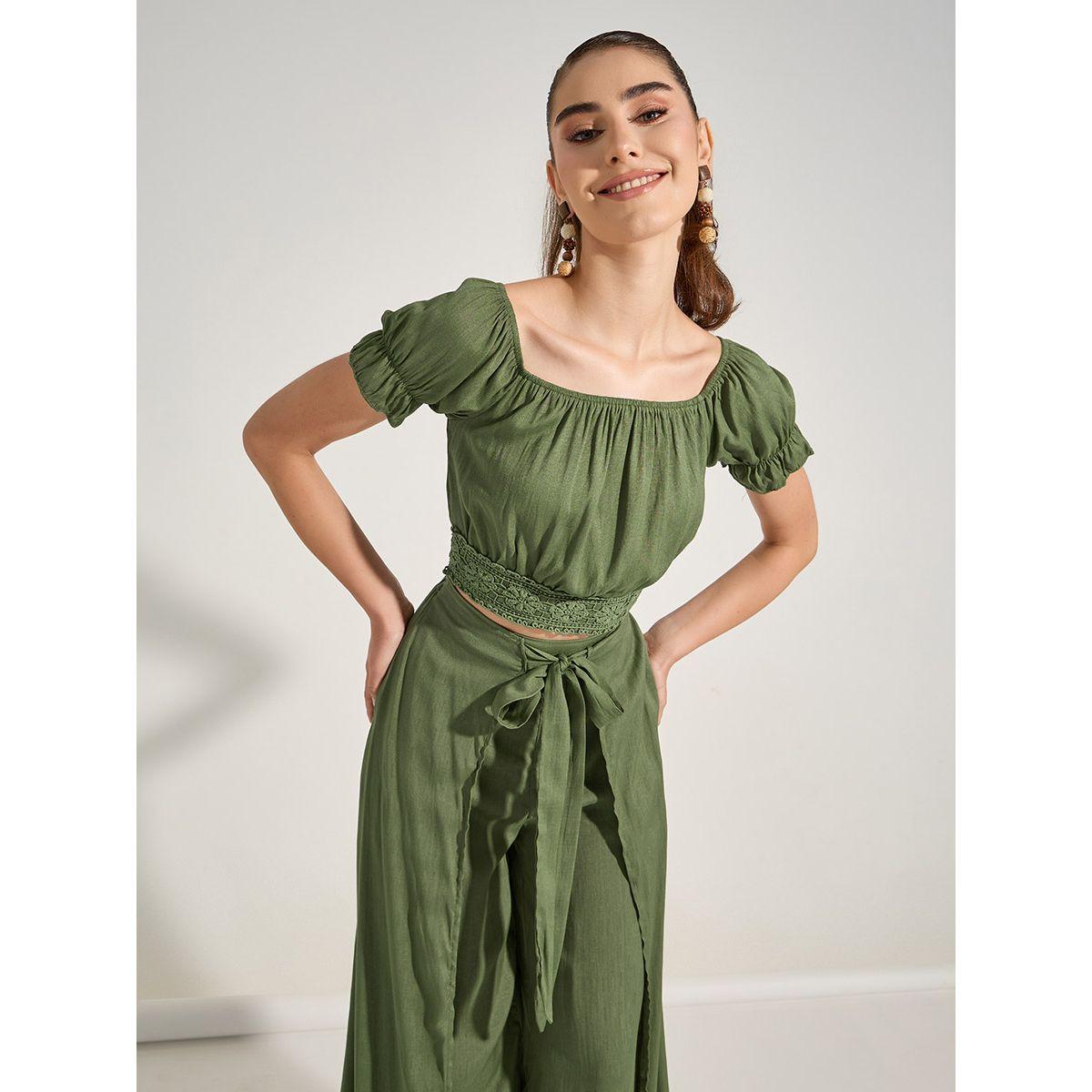 Styli Square Neck Crop Top & Wrap Over Pants Co-Ords-women-clothing-coordsets-image-3