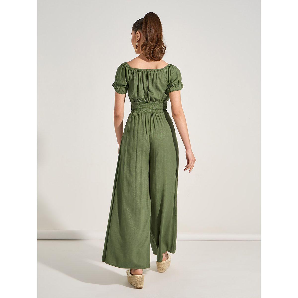 طقم منسق من بنطال مع بلوزة قصيرة بياقة واسعة-women-clothing-coordsets-image-5