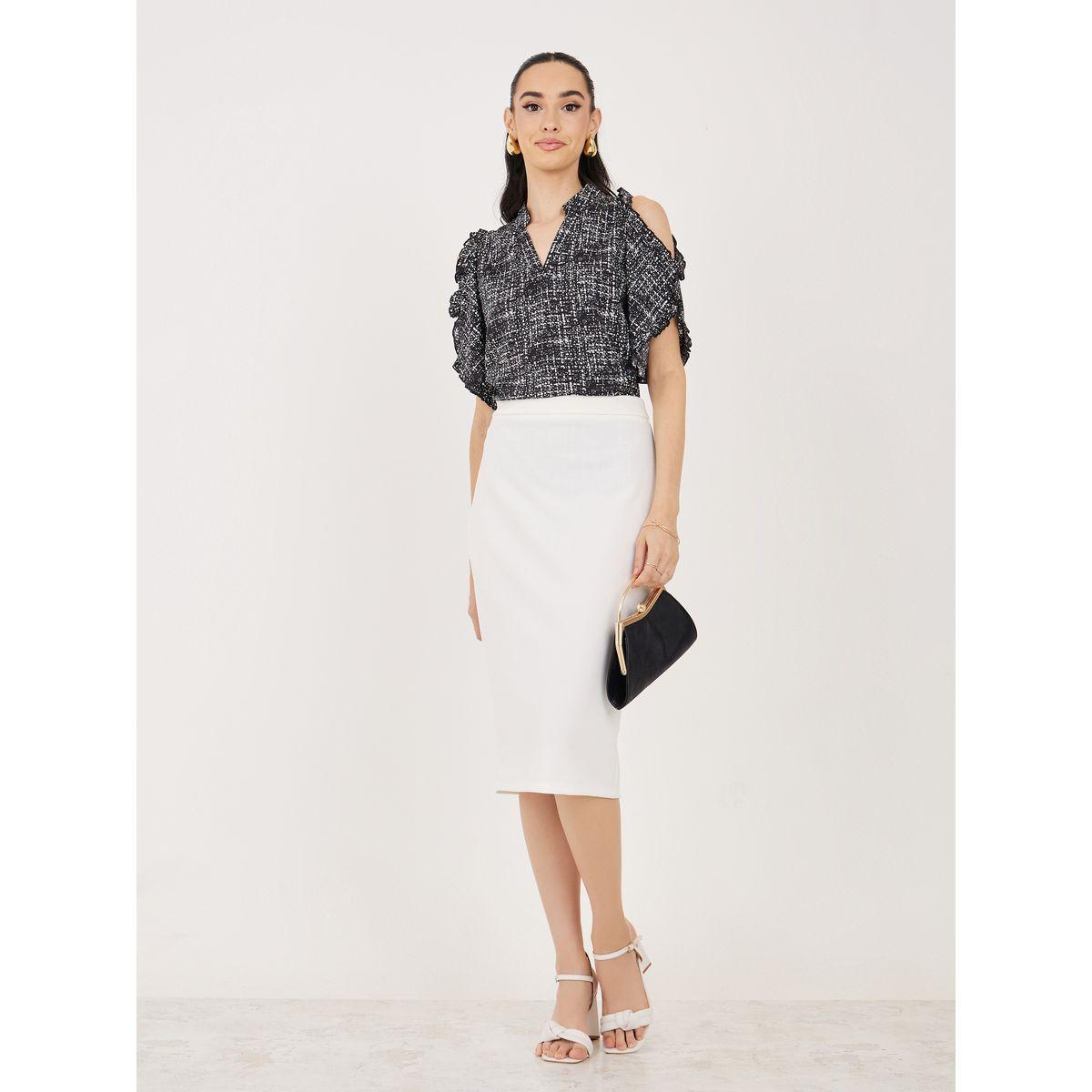 Styli AOP Notch Neck Cold Shoulder Sleeves Blouse-women-clothing-shirtsandblouses-blouses-image-3