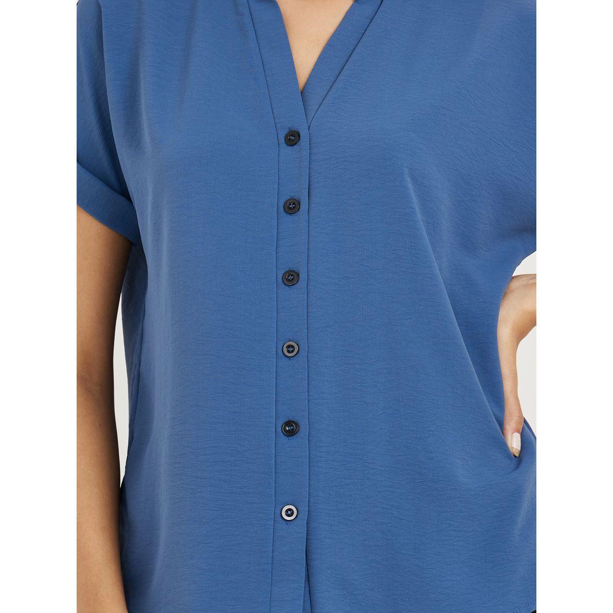 بلوزة سادة بقصة عادية وازرار غلق-women-clothing-shirtsandblouses-shirts-image-4