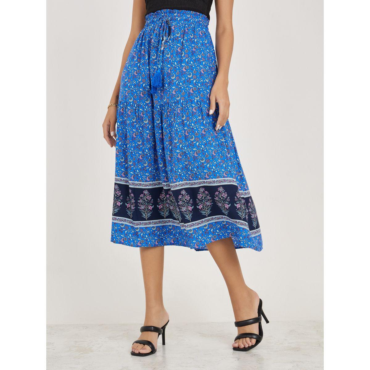 تنورة ميدي مطبعة بالكامل مع رباط خصر-women-clothing-bottoms-skirts-image-1