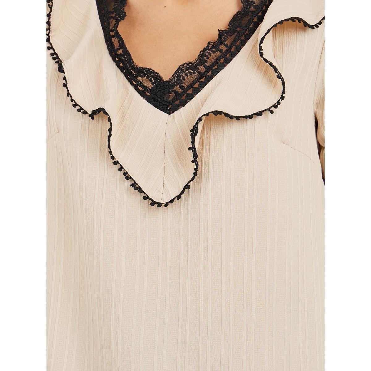 Styli Ruffle Lace Front V Neck Blouse-women-clothing-shirtsandblouses-blouses-image-4