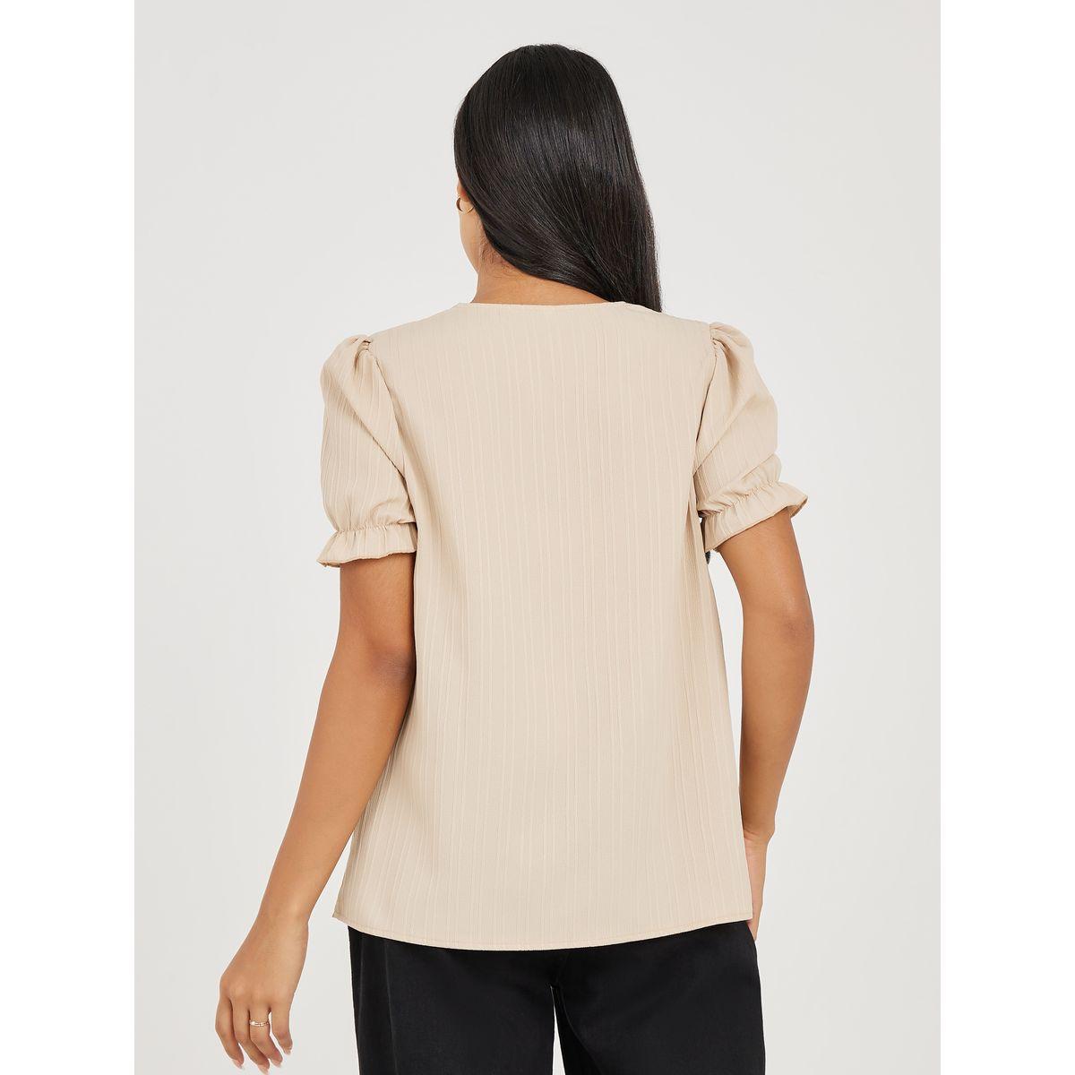 Styli Ruffle Lace Front V Neck Blouse-women-clothing-shirtsandblouses-blouses-image-5