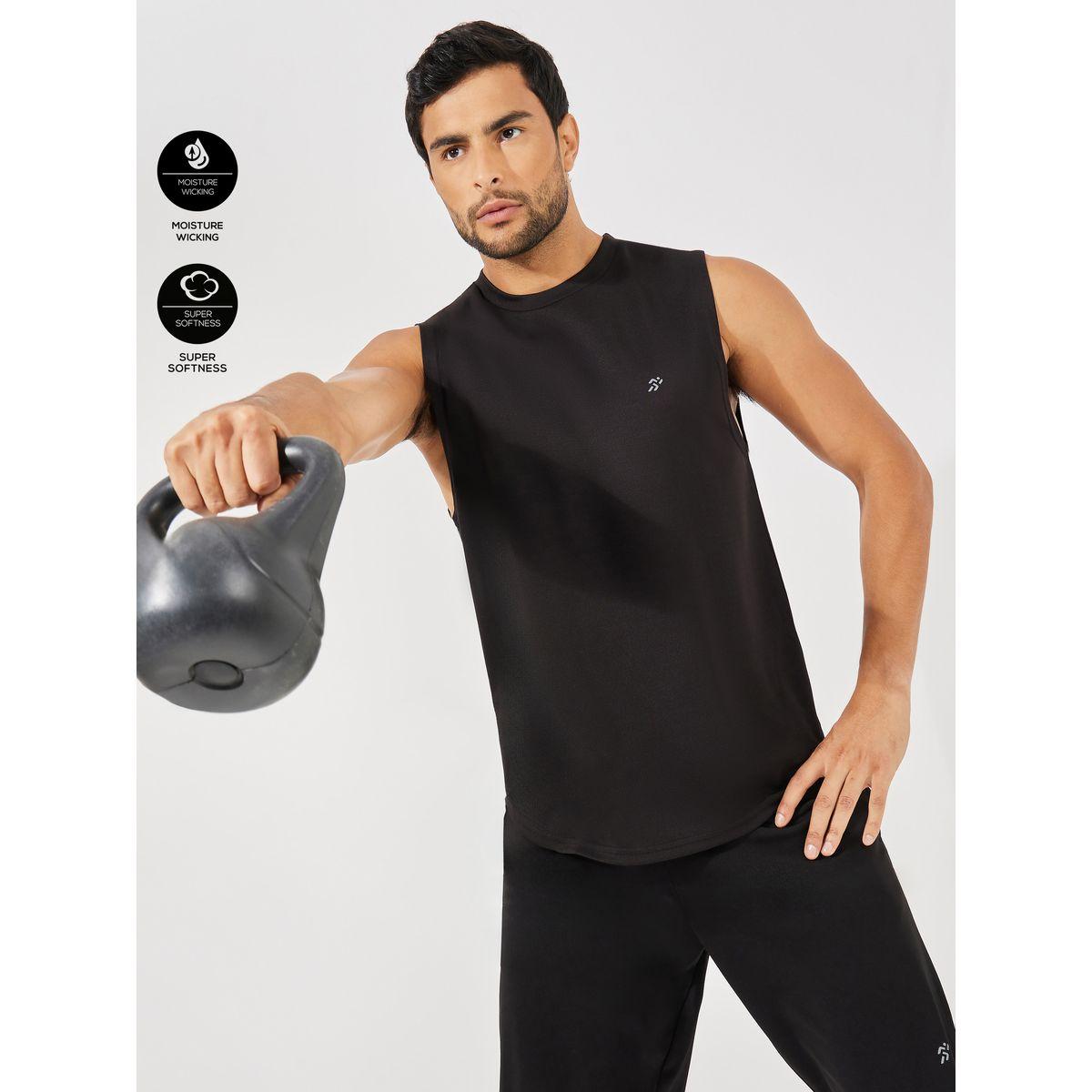 Styli Active Breathable Knit Mesh Tank with Side Slit and Logo Detail-men-clothing-sportswearandactivewear-tshirtsandpolos-image-1