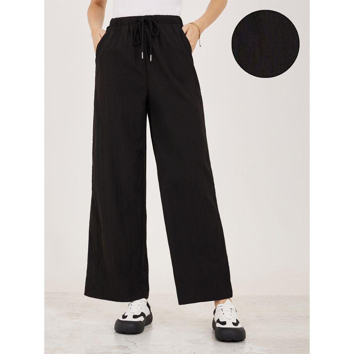 بنطال سادة بارجل مستقيمة ورباط خصر-women-clothing-bottoms-trousers-image-4