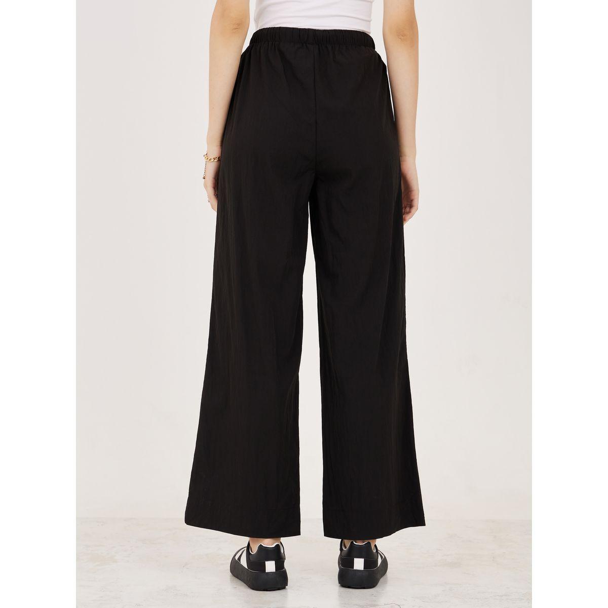 Styli Straight Leg Solid Pants with Drawstrings-women-clothing-bottoms-trousers-image-4