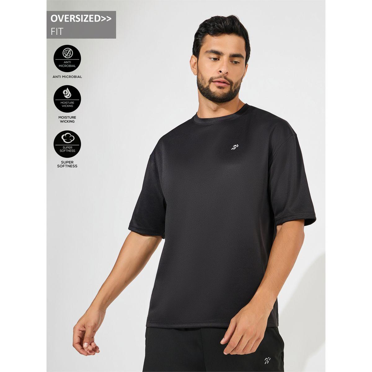 Styli Active Soft Texture Badge Detail Oversized Athleisure T-Shirt-men-clothing-sportswearandactivewear-tshirtsandpolos-image-1