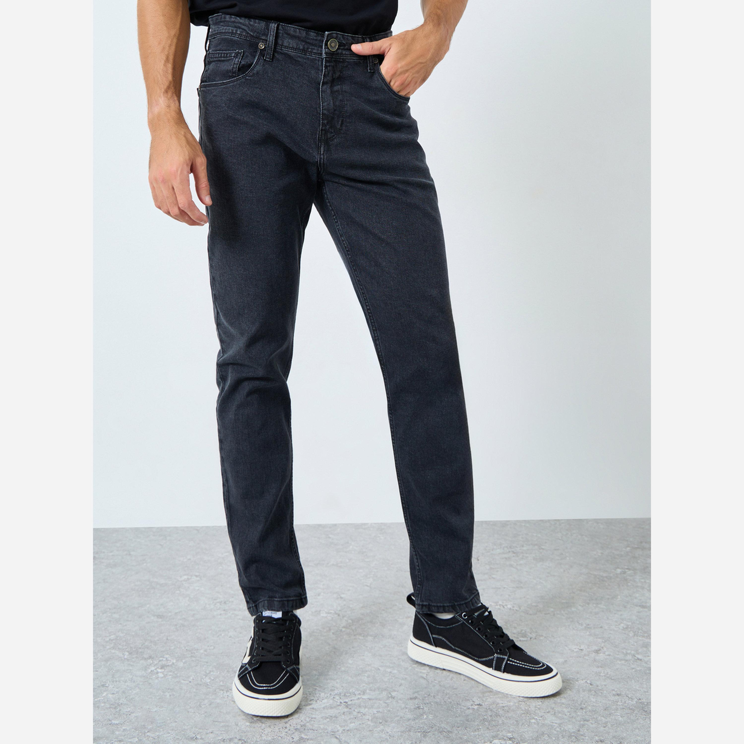 ستايلي - بنطال جينز مطاط قطن بخمسة جيوب قصة ضيقة-men-clothing-bottoms-jeans-image-1