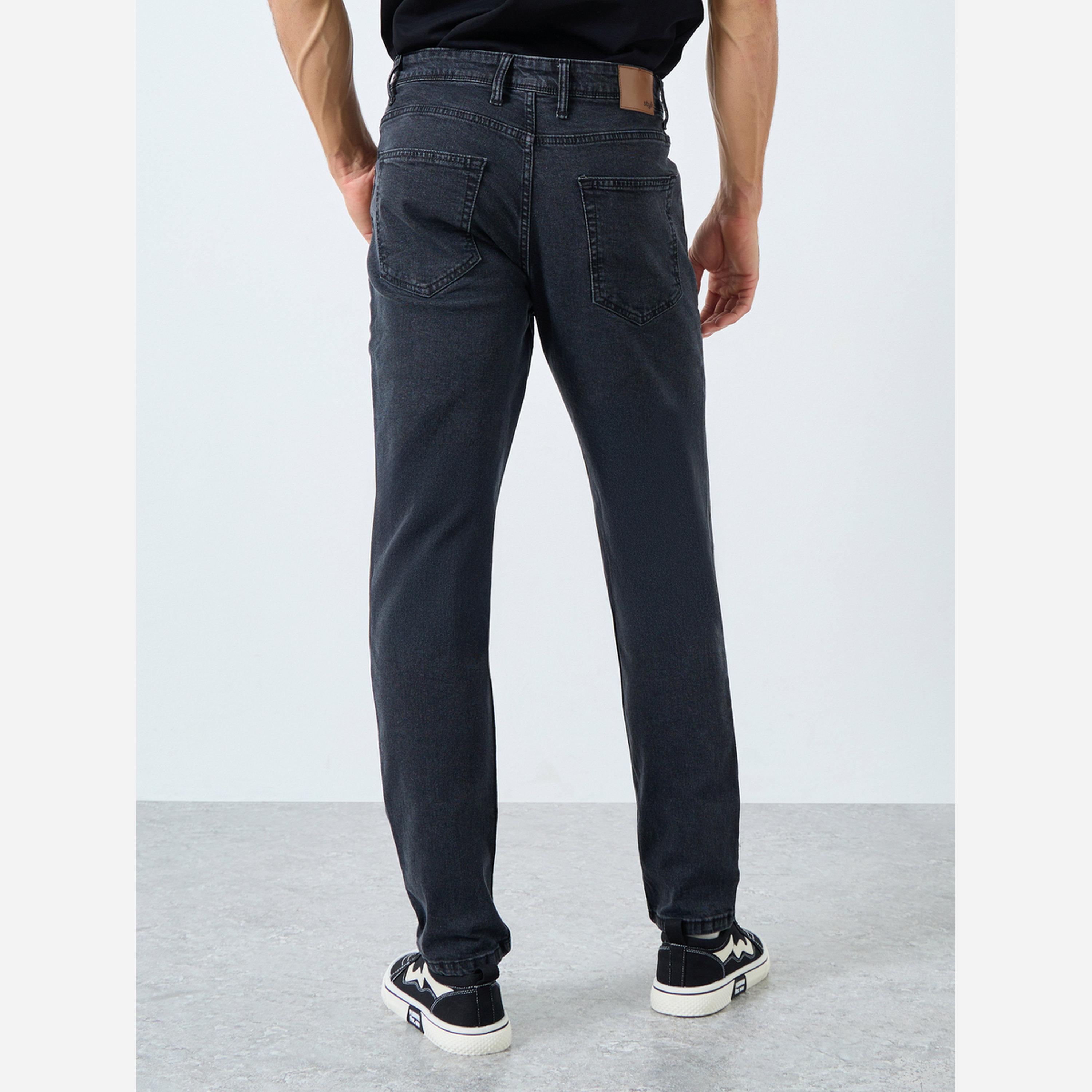 ستايلي - بنطال جينز مطاط قطن بخمسة جيوب قصة ضيقة-men-clothing-bottoms-jeans-image-3