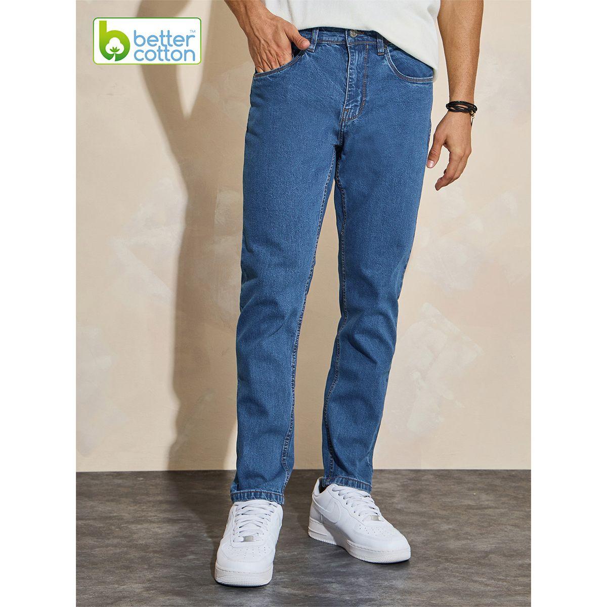 جينز قطن قابل للتمدد مع قصة سليم فت وجيوب-men-clothing-bottoms-jeans-image-1