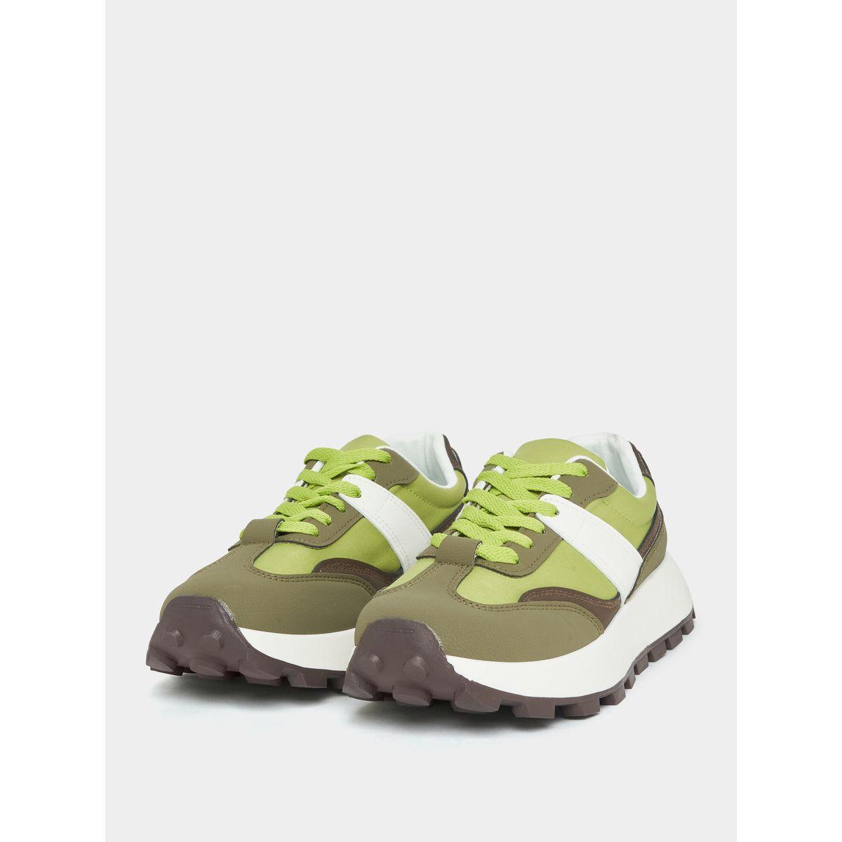 Styli Textured Contrast Panel Sneakers-women-shoes-sneakers-image-1