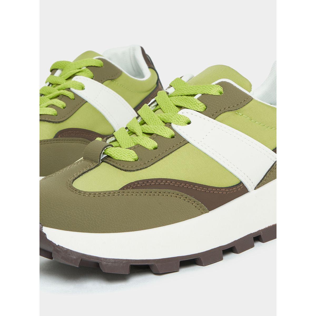Styli Textured Contrast Panel Sneakers-women-shoes-sneakers-image-3