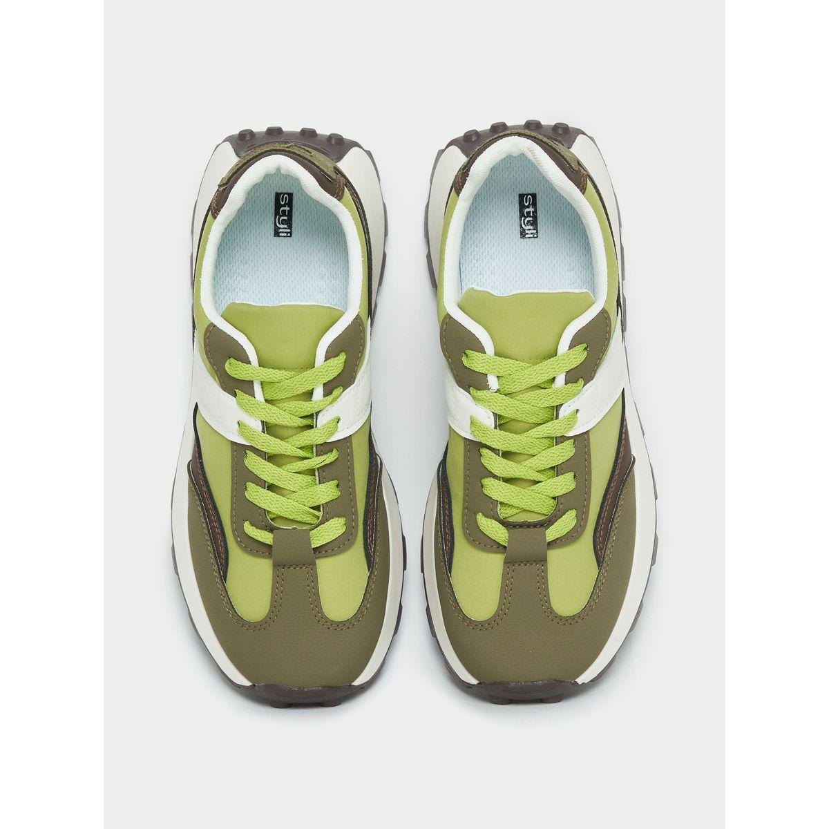 Styli Textured Contrast Panel Sneakers-women-shoes-sneakers-image-5
