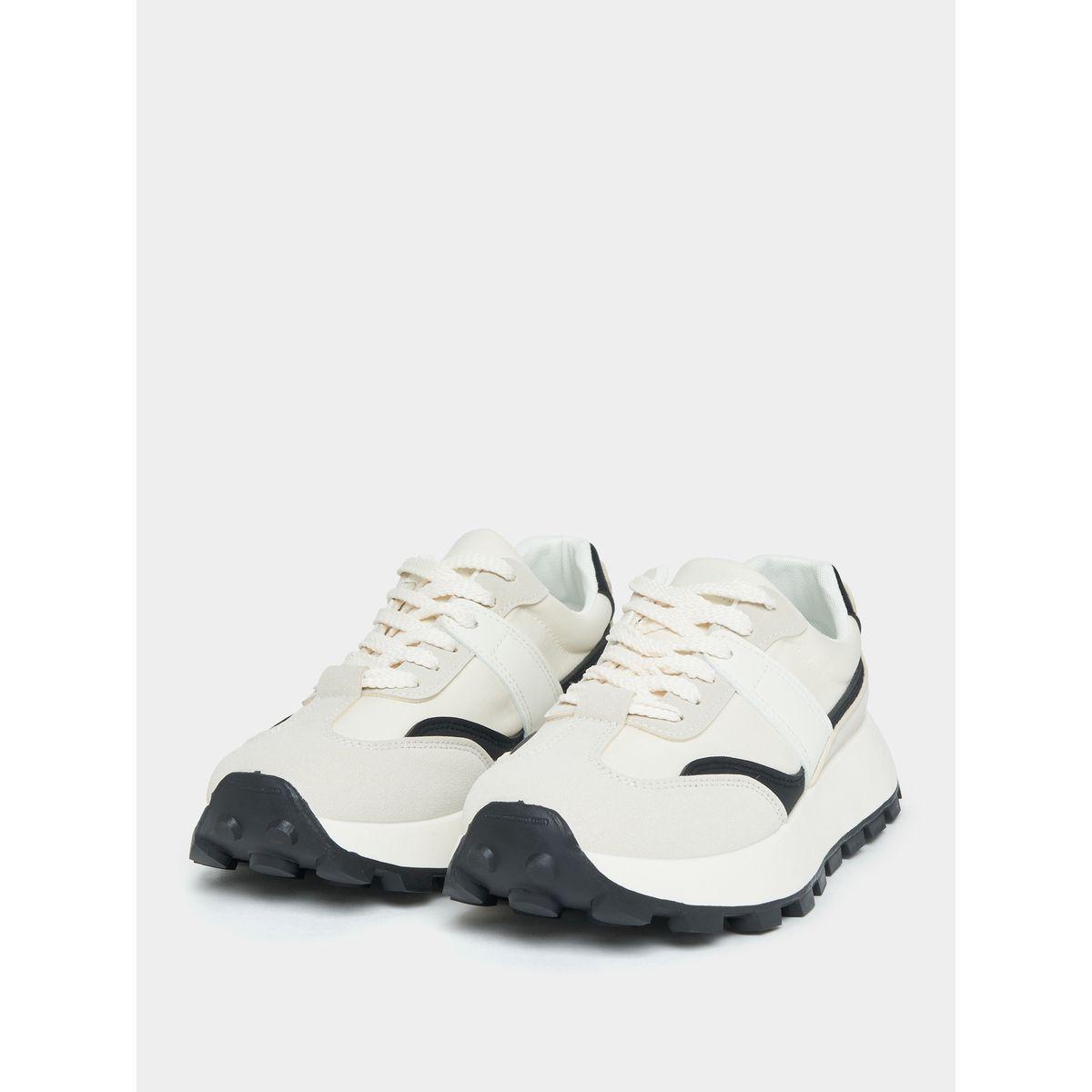 Styli Textured Contrast Panel Sneakers-women-shoes-sneakers-image-1