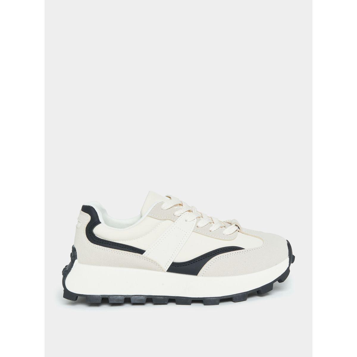 Styli Textured Contrast Panel Sneakers-women-shoes-sneakers-image-2