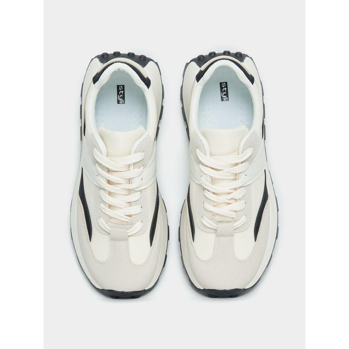 Styli Textured Contrast Panel Sneakers-women-shoes-sneakers-image-5