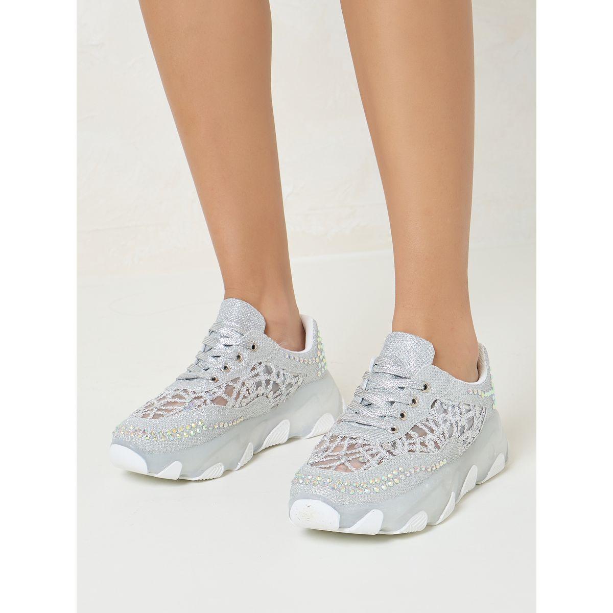 Styli Embellished Lace Up Sneakers-women-shoes-sneakers-image-1
