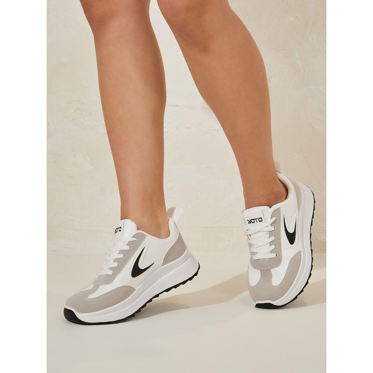 Styli Contrast Panel Lace Up Sneakers-women-shoes-sneakers-image-1