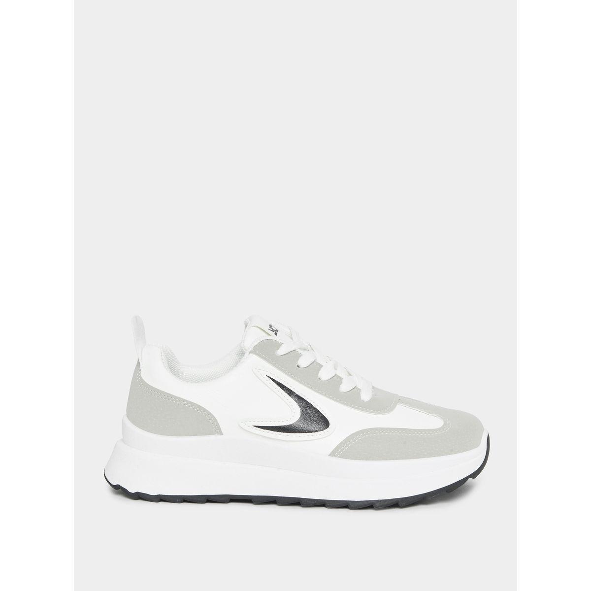 Styli Contrast Panel Lace Up Sneakers-women-shoes-sneakers-image-3