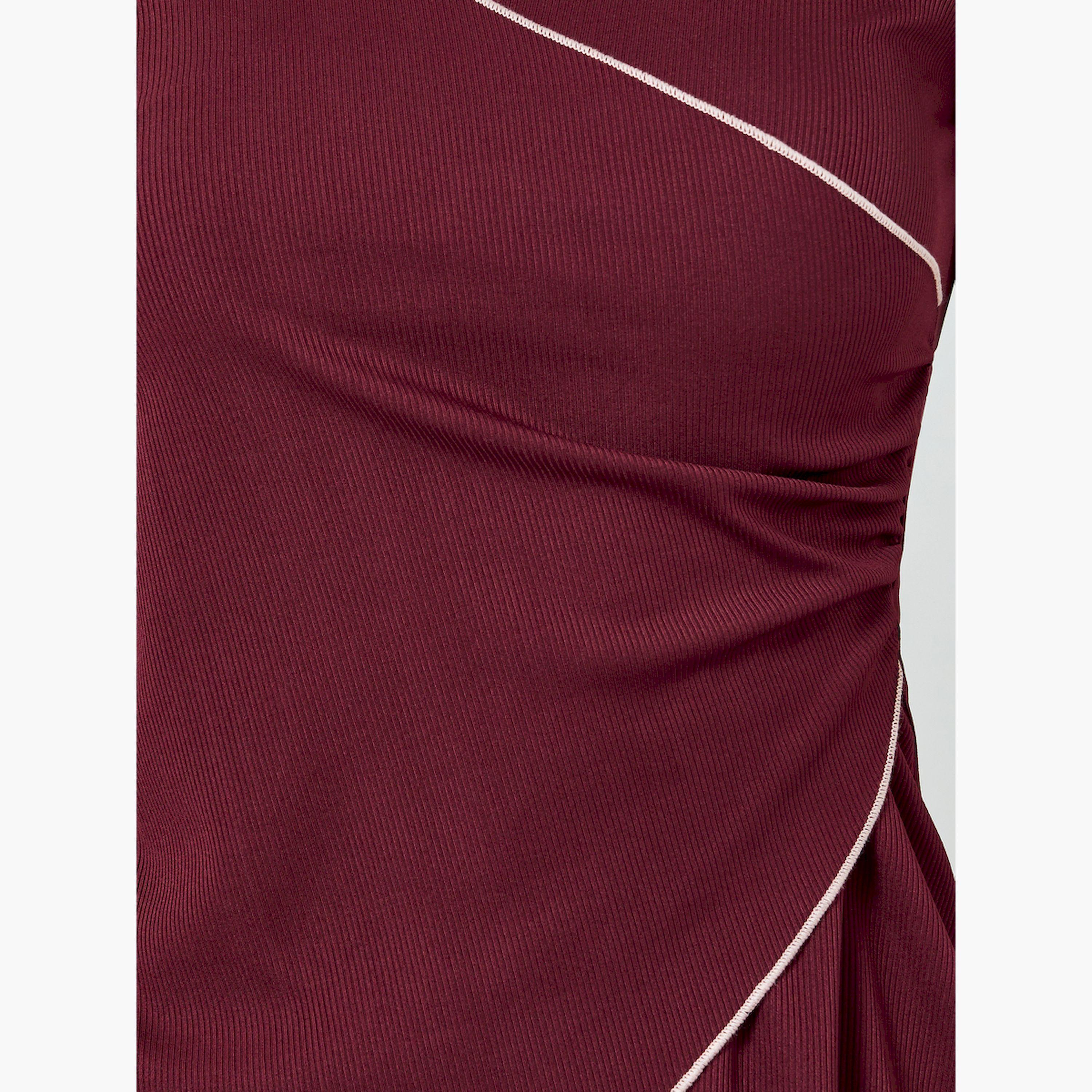 مجموعة من بيجاما وتيشيرت مضلع بنمط لف وحواف متباينة-women-clothing-nightwear-pyjamas-longsets-image-5