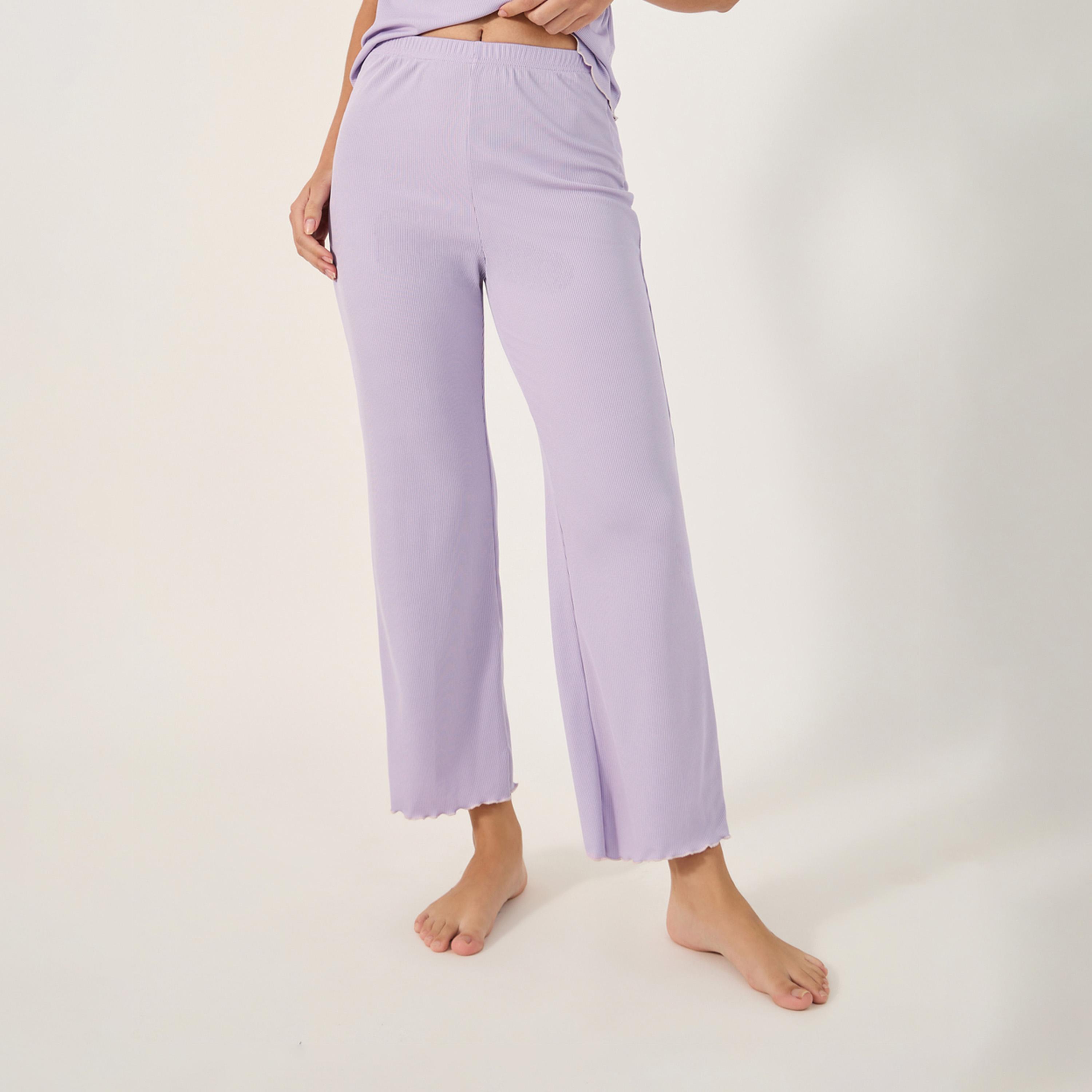 Styli Unwind Contrast Edge Rib Wrap Over Tee And Pj Set-women-clothing-nightwear-pyjamas-longsets-image-5