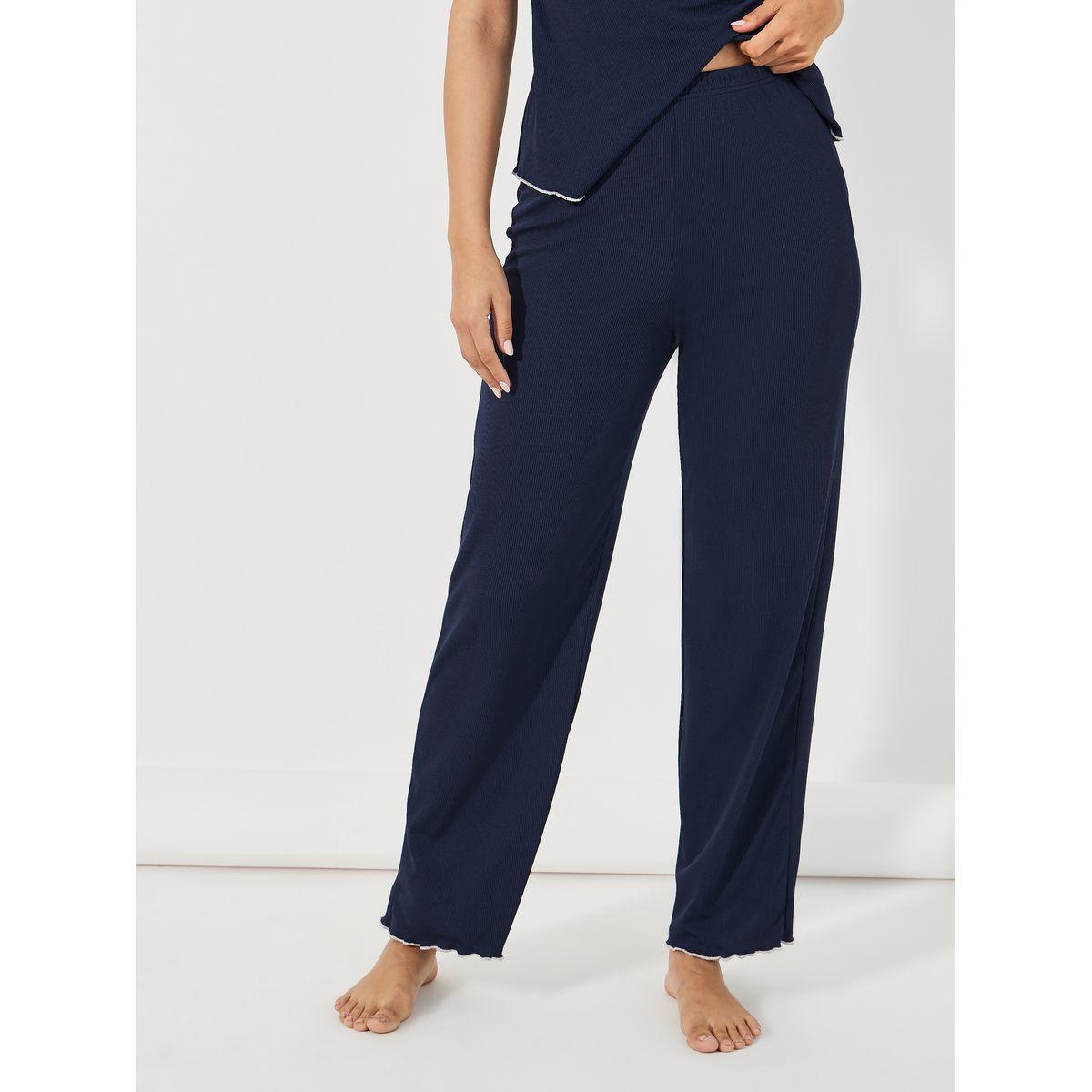 Styli Unwind Mono Contrast Edge Rib Wrap Over T-Shirt & Pyjama Set-women-clothing-nightwear-pyjamas-longsets-image-5
