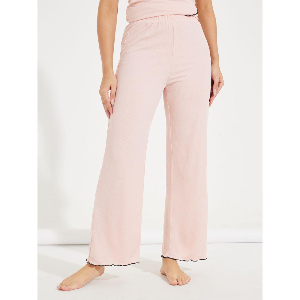 Styli Unwind Mono Contrast Edge Rib Wrap Over T-Shirt & Pyjama Set-women-clothing-nightwear-pyjamas-longsets-image-5