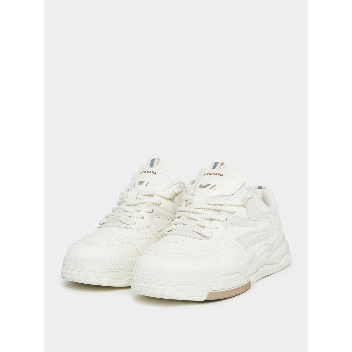 Styli Contrast Panel Casual Lace-Up Shoes-women-shoes-loafersandmoccasins-image-1