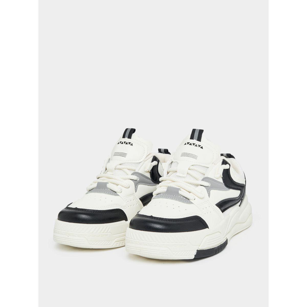 Styli Contrast Panel Casual Lace-Up Shoes-women-shoes-sneakers-image-2