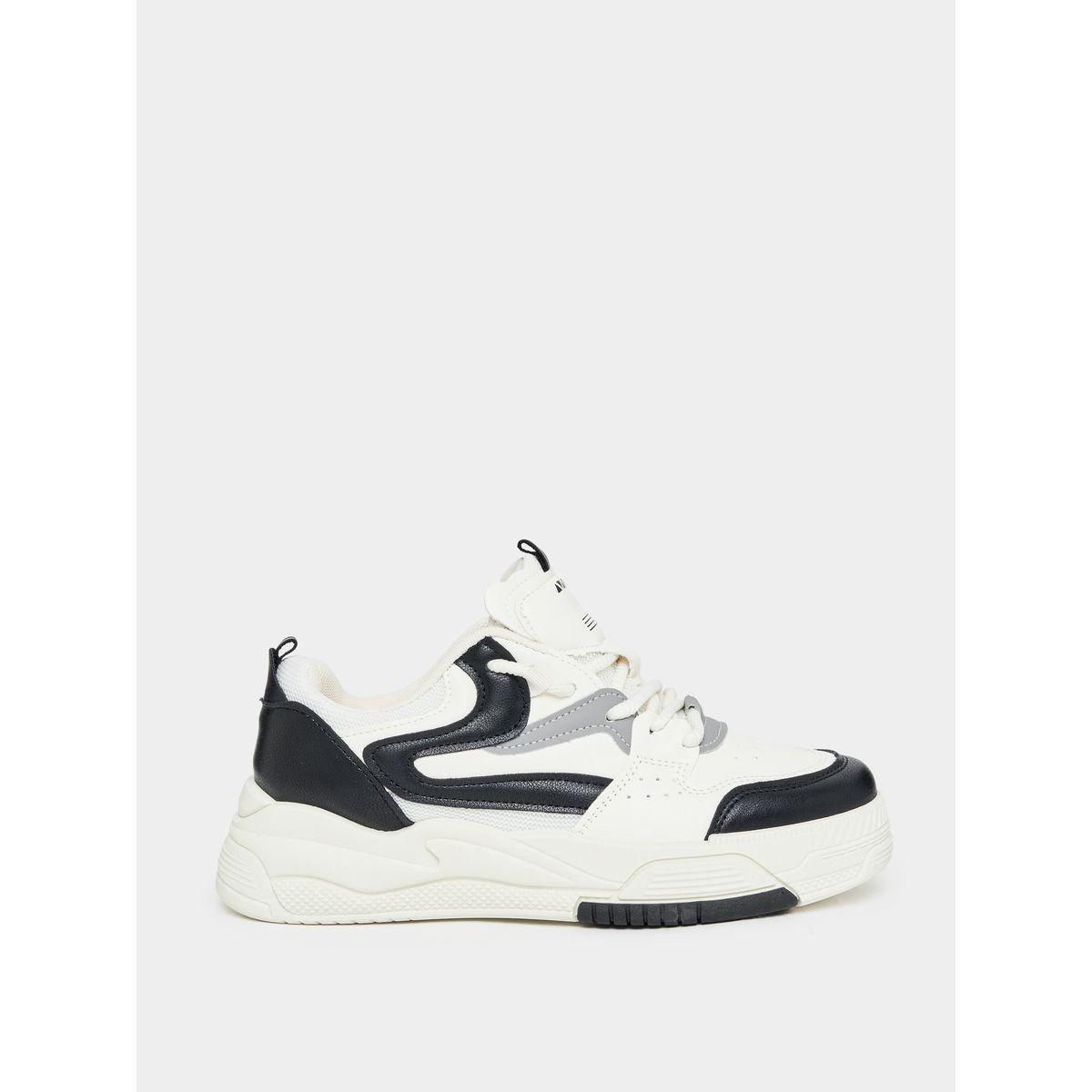Styli Contrast Panel Casual Lace-Up Shoes-women-shoes-sneakers-image-3