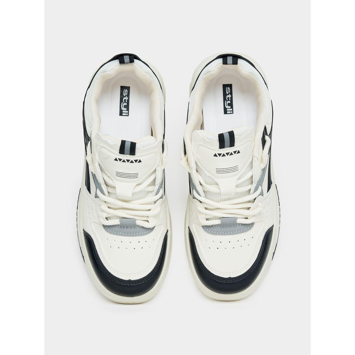 Styli Contrast Panel Casual Lace-Up Shoes-women-shoes-sneakers-image-6