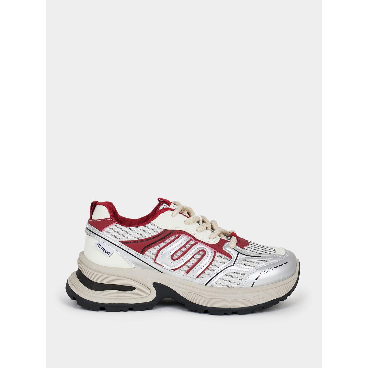 Styli Textured Lace Up Chunky Sneakers-women-shoes-sneakers-image-2