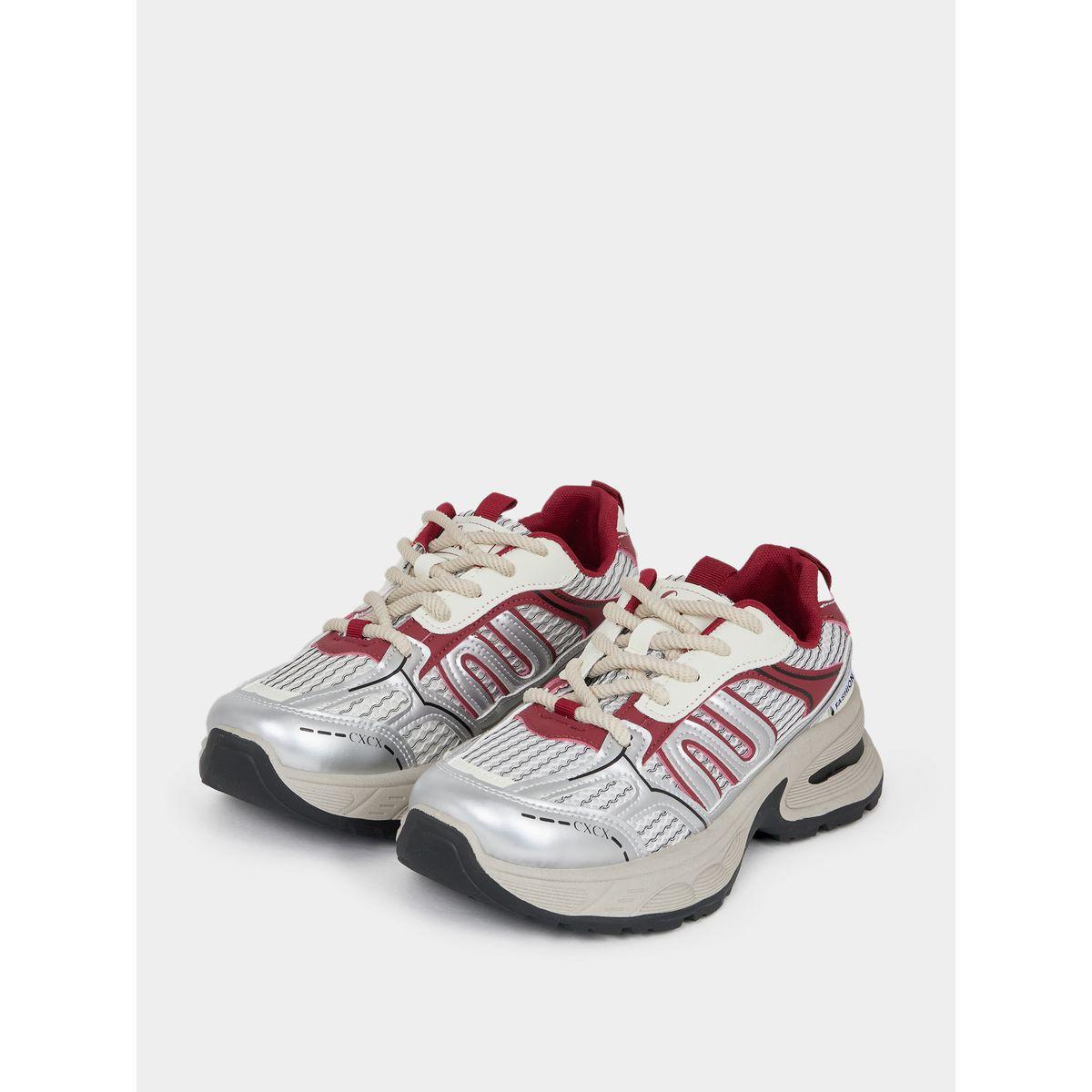 Styli Textured Lace Up Chunky Sneakers-women-shoes-sneakers-image-3