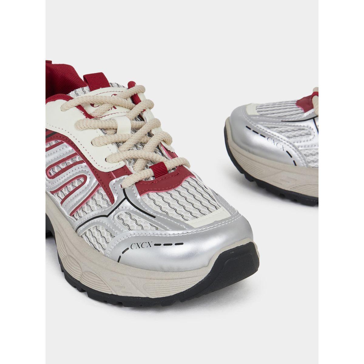 Styli Textured Lace Up Chunky Sneakers-women-shoes-sneakers-image-4