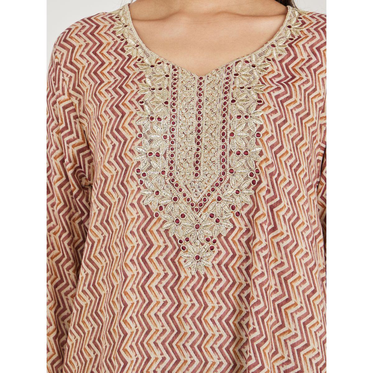 جلابية قطن بطبعة شيفرون وتفاصيل مُطرّزة-women-arabicclothing-jalabiyas-image-3