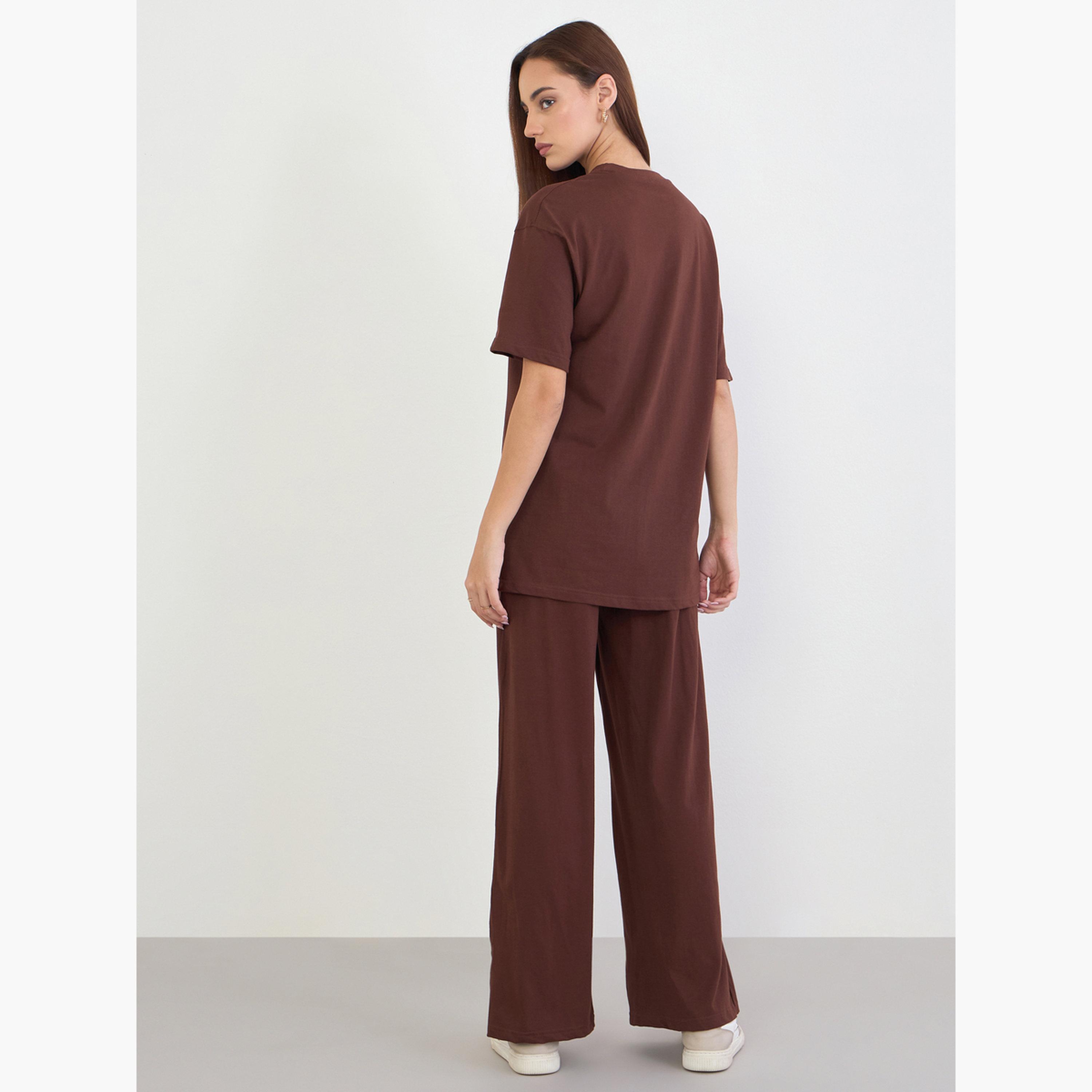 Styli Oversized T-Shirt and Wide Leg Joggers Co-Ords-women-clothing-coordsets-image-4