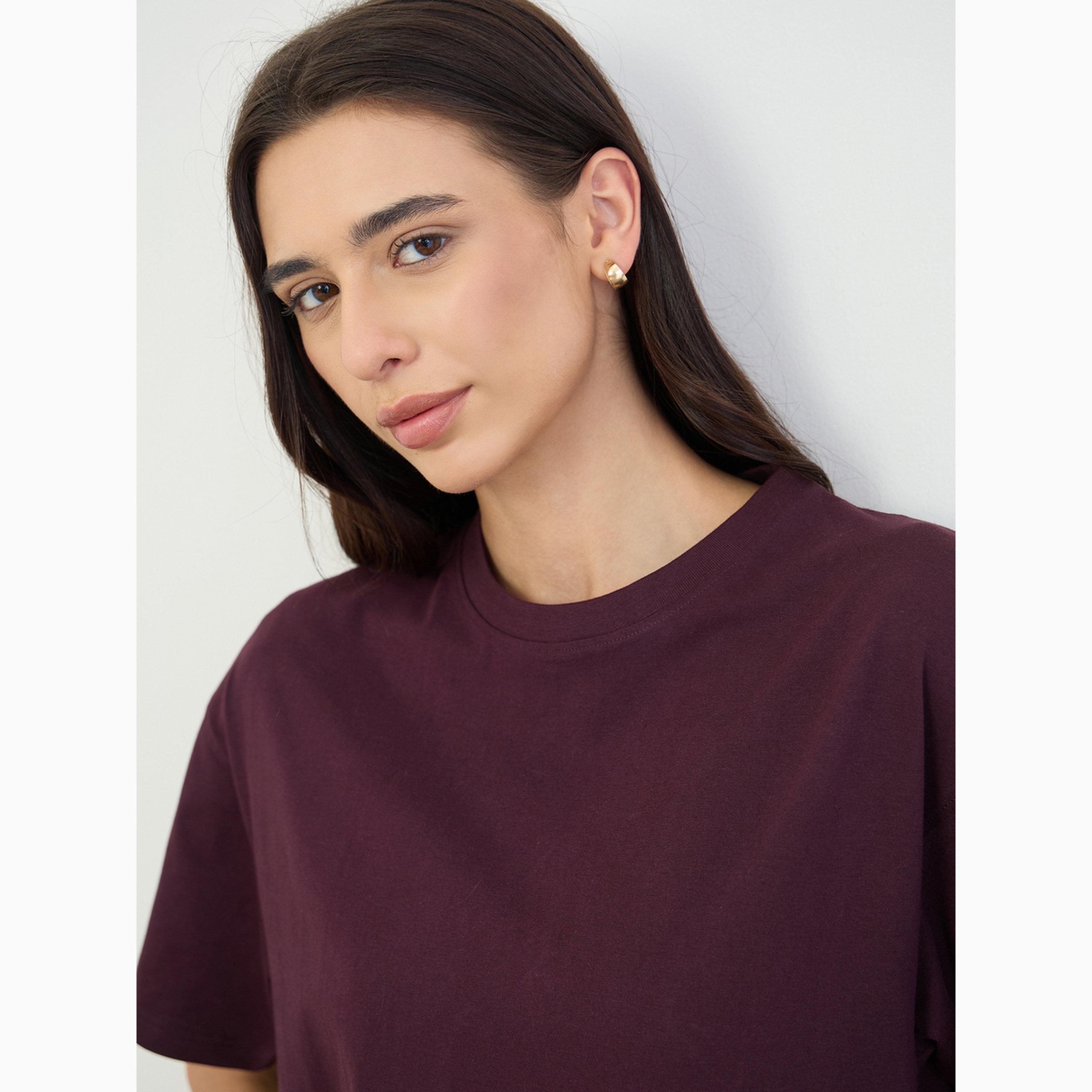طقم منسق من بنطال بوت كت وتيشيرت سادة-women-clothing-coordsets-image-6