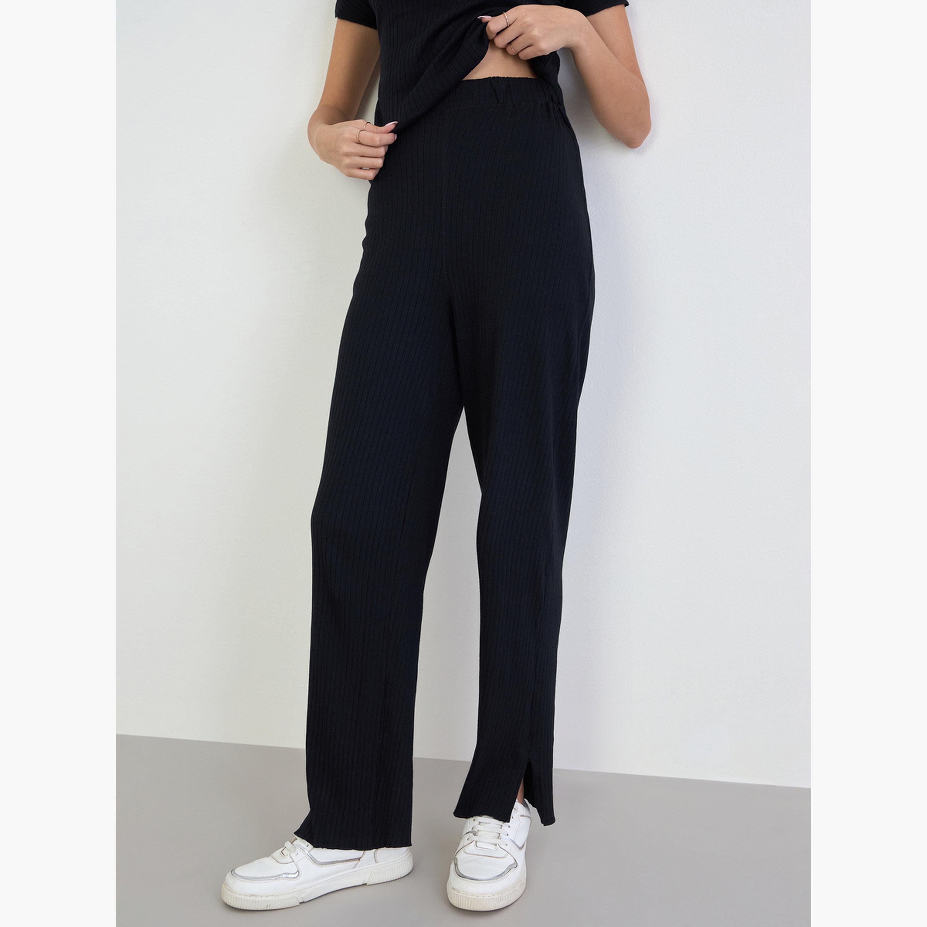 Styli Wide Rib Ruched T-Shirt and Joggers Co-Ords-women-clothing-coordsets-image-5