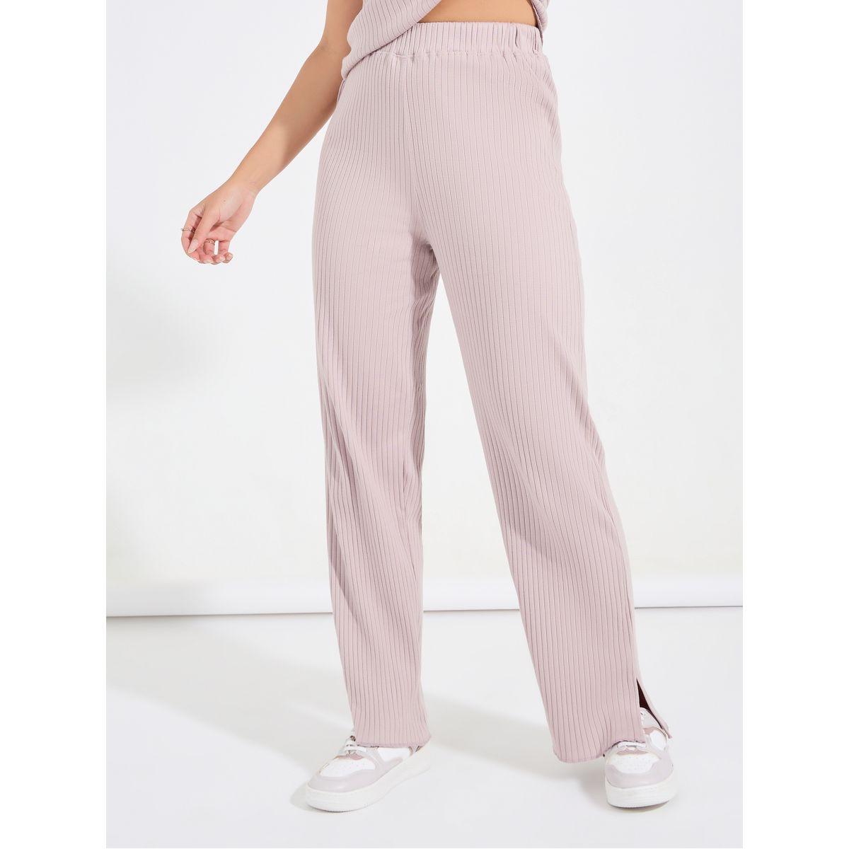 Styli Wide Rib Ruched T-Shirt & Wide Leg Joggers Co-Ords-women-clothing-coordsets-image-5