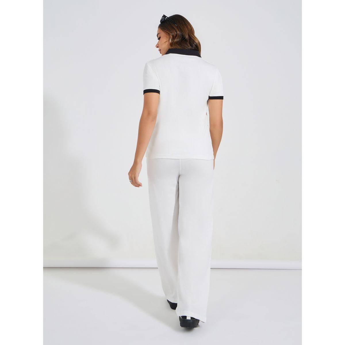 جوغر بارجل واسعة مع تيشيرت بياقة بولو-women-clothing-coordsets-image-6