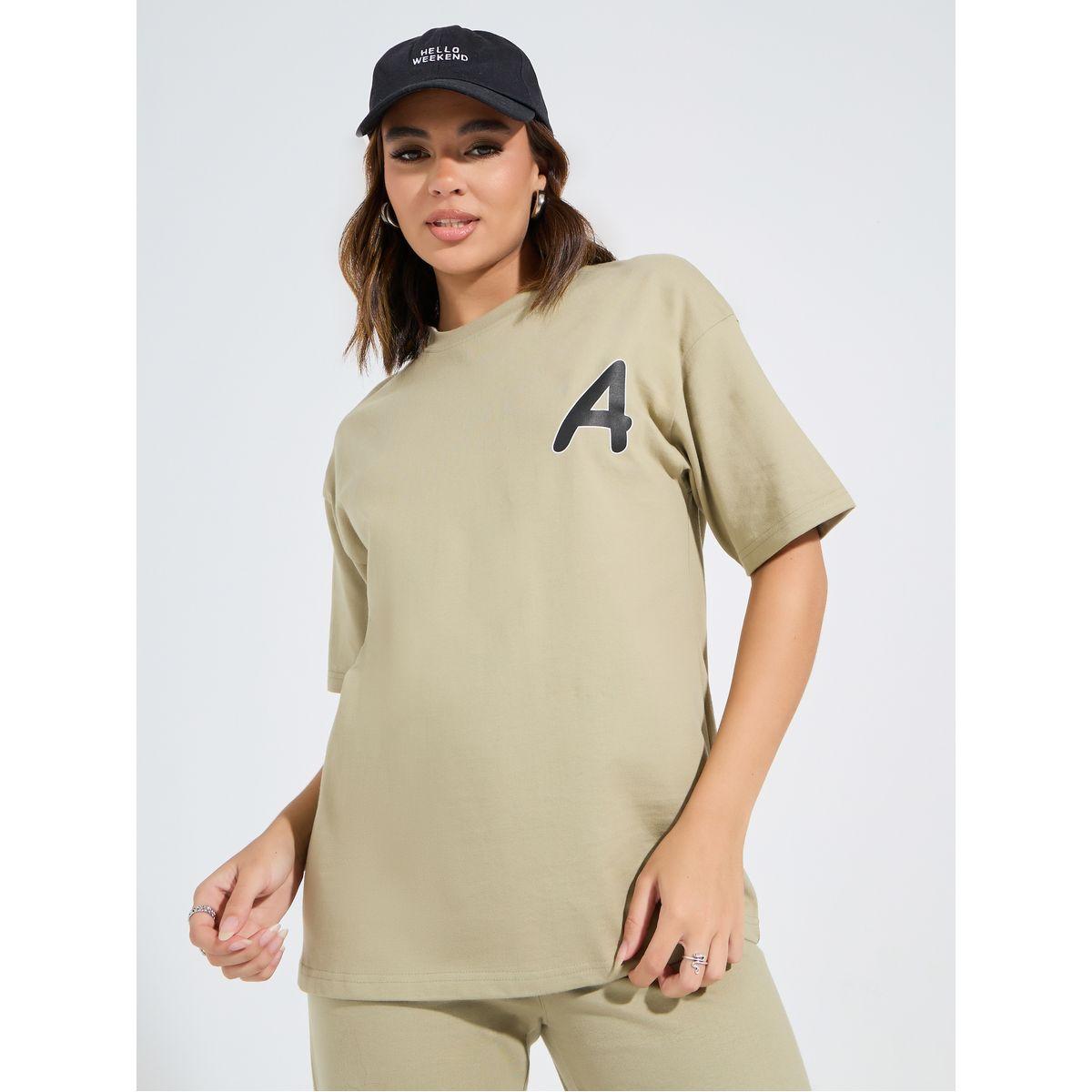 طقم منسق من جوغر مع تيشيرت فضفاض مطبع بحرف-women-clothing-coordsets-image-2