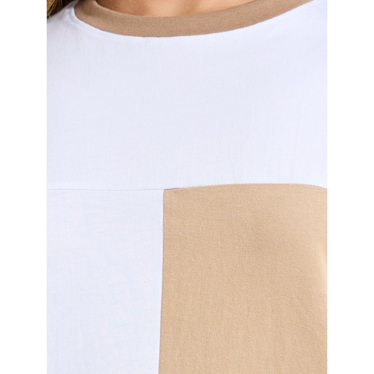 Styli Color Block Patch Oversized T-Shirt & Cuffed Joggers Co-Ords-women-clothing-coordsets-image-4