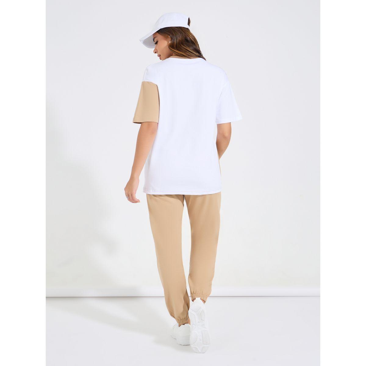 Styli Color Block Patch Oversized T-Shirt & Cuffed Joggers Co-Ords-women-clothing-coordsets-image-6