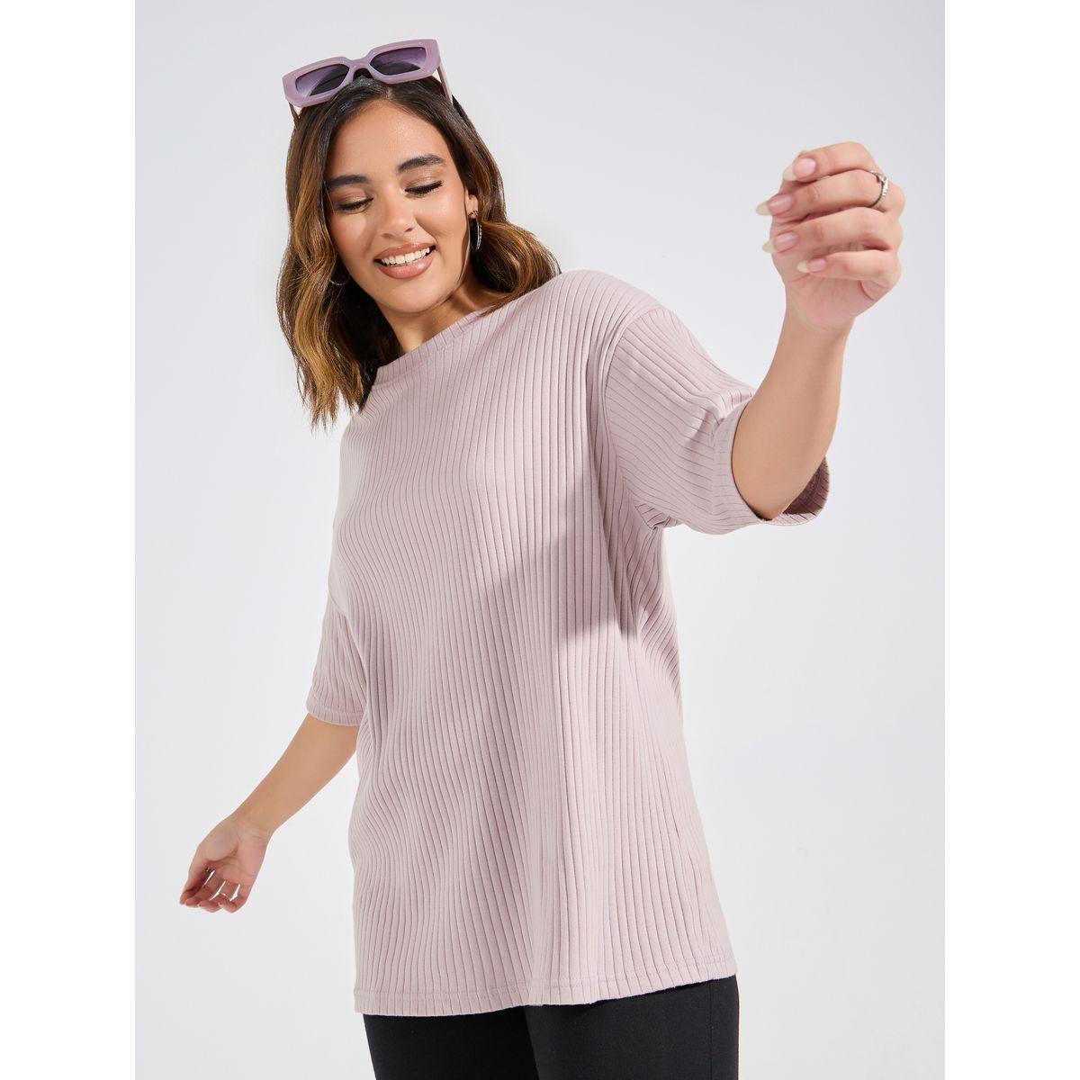 Styli Rib Oversized T-Shirt & Ankle Length Leggings Co-Ords-women-clothing-coordsets-image-3