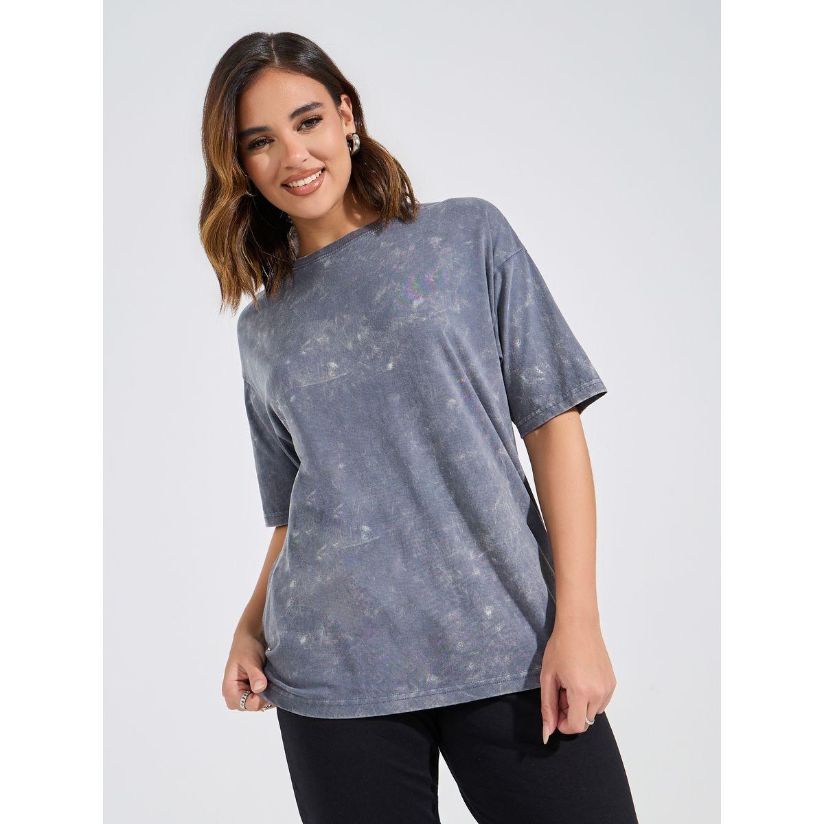 Styli Acid Wash T-Shirt with Joggers Co-Ord Set-women-clothing-coordsets-image-2